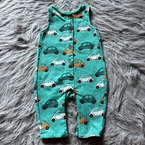 M&S Mark & Spencer Button Tank‎ Baby Romper Turquoise Cars Baby Boy 3-6 Months